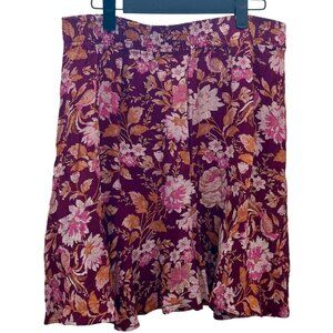 NWT LOFT Woman’s Shades of Pink Floral Elastic Waist Skirt Size Large
